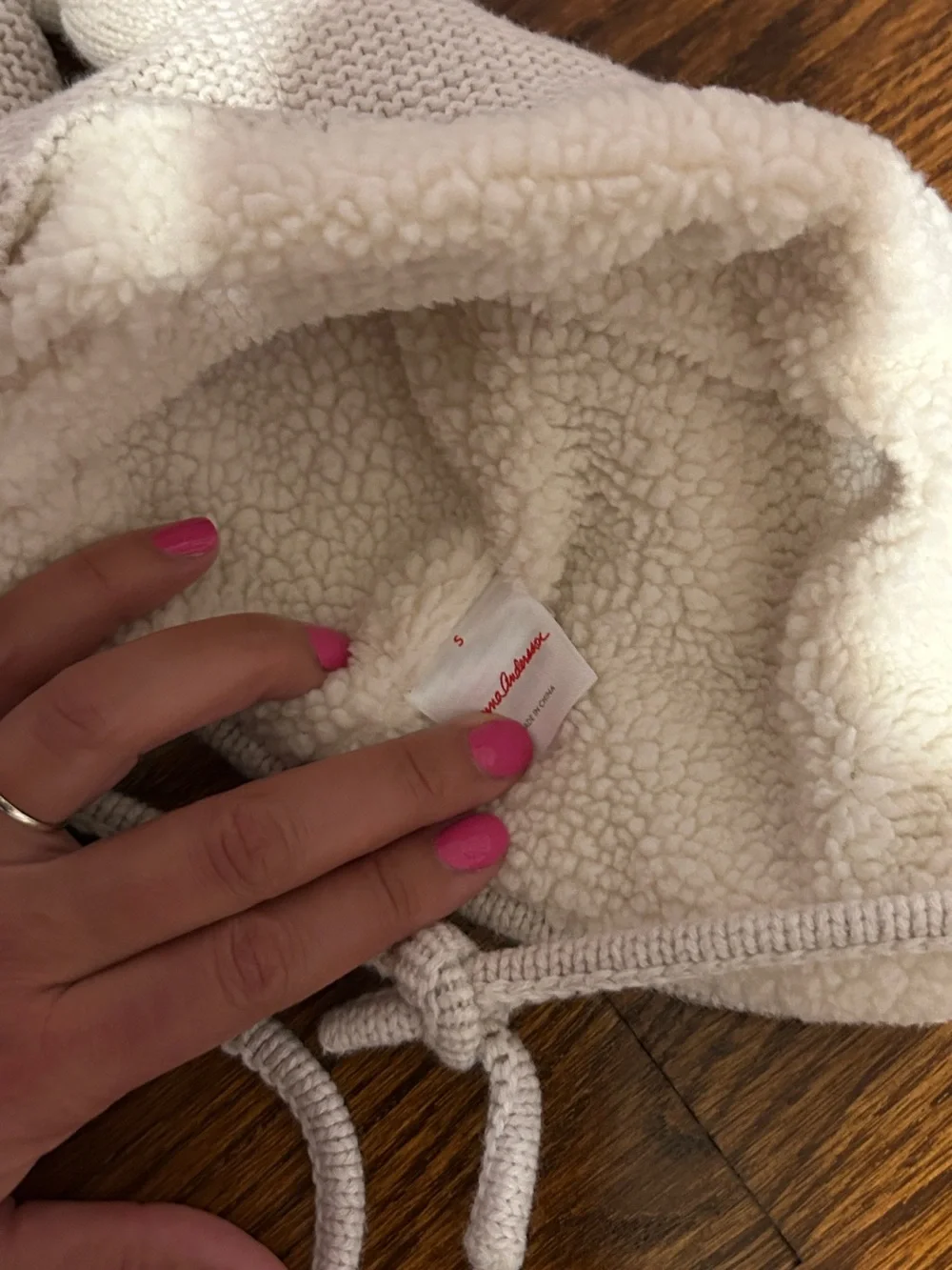 Cozy Hanna Andersson Cream Knit Baby Hats with Sherpa Lining